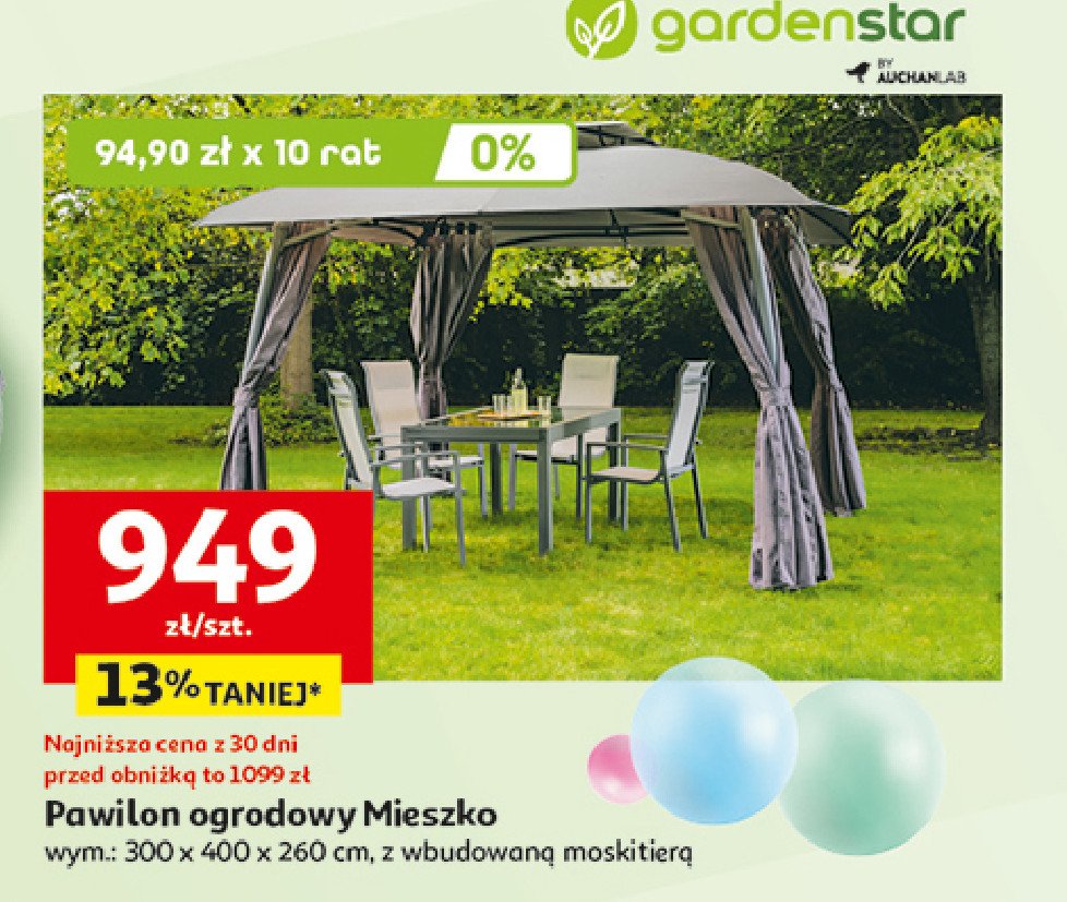 Pawilon ogrodowy mieszko 300 x 400 x 260 cm Garden star promocja w Auchan