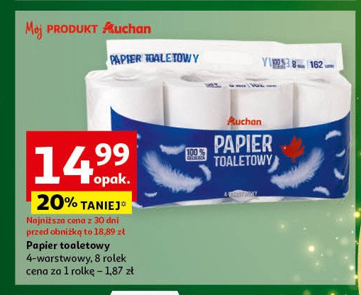 Papier toaletowy biały Auchan promocja w Auchan