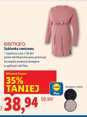 Sukienka swetrowa esmara promocja w Lidl