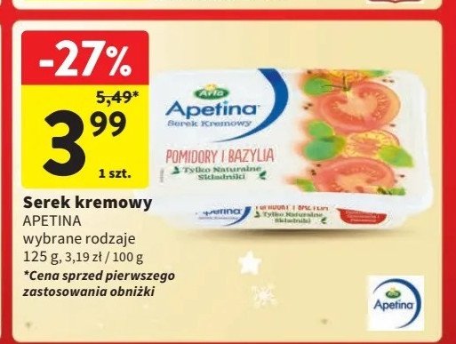 Serek kanapkowy z pomidorami i bazylią Arla apetina promocja