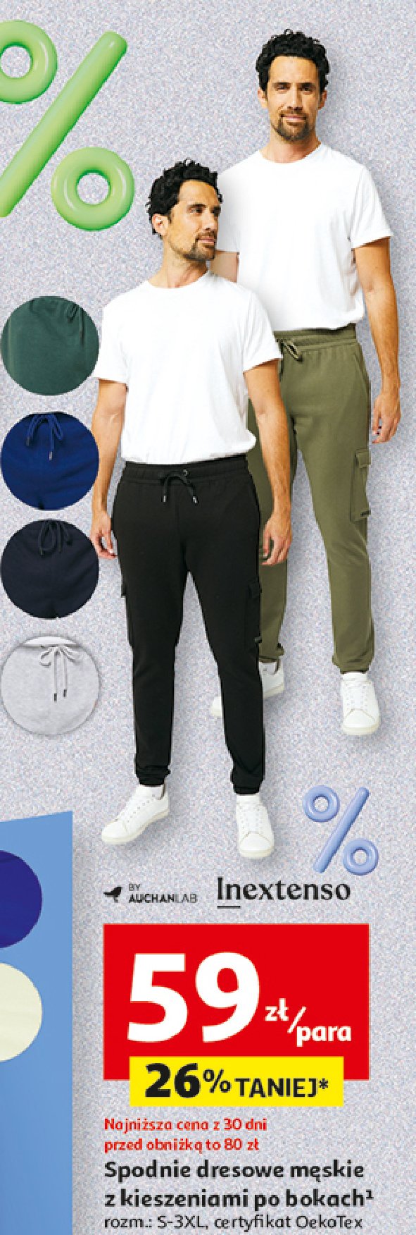 Spodnie dresowe s-3xl Auchan inextenso promocja