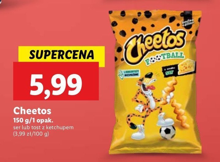 Chrupki o smaku tosta z ketchupem Cheetos football Frito lay cheetos promocja