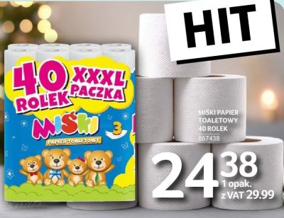 Papier toaletowy MISIU 40 ROLEK XXXL PACZKA promocja w Selgros
