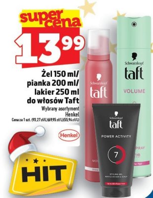 Żel 150 ml / pianka 200 ml / lakier 250 ml do włosów Taft promocja w TOPAZ