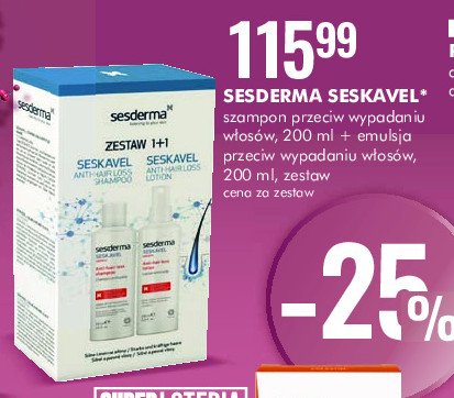 Szampon przeciw wypadaniu włosów 200 ml + emulsja przeciw wypadaniu włosów 200 ml SESDERMA SESKAVEL promocja