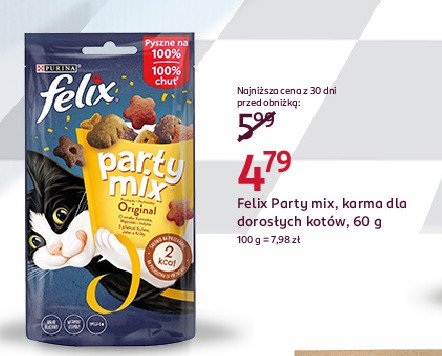 Karma dla kotów original mix Purina felix party mix promocja w Rossmann