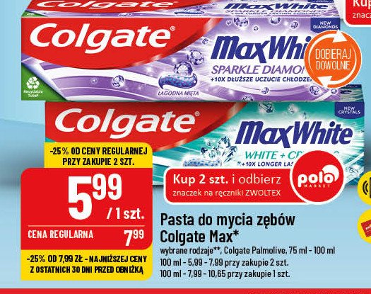 Pasta do z臋b贸w white micro-crystals Colgate promocja
