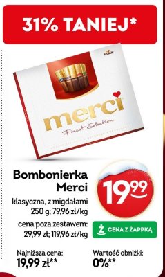 Bombonierka Merci klasyczna, z migdałami 250g promocja w Żabka