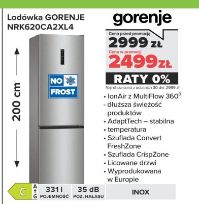 Lodówka gorenje NRK620CA2XL4 promocja w NEONET