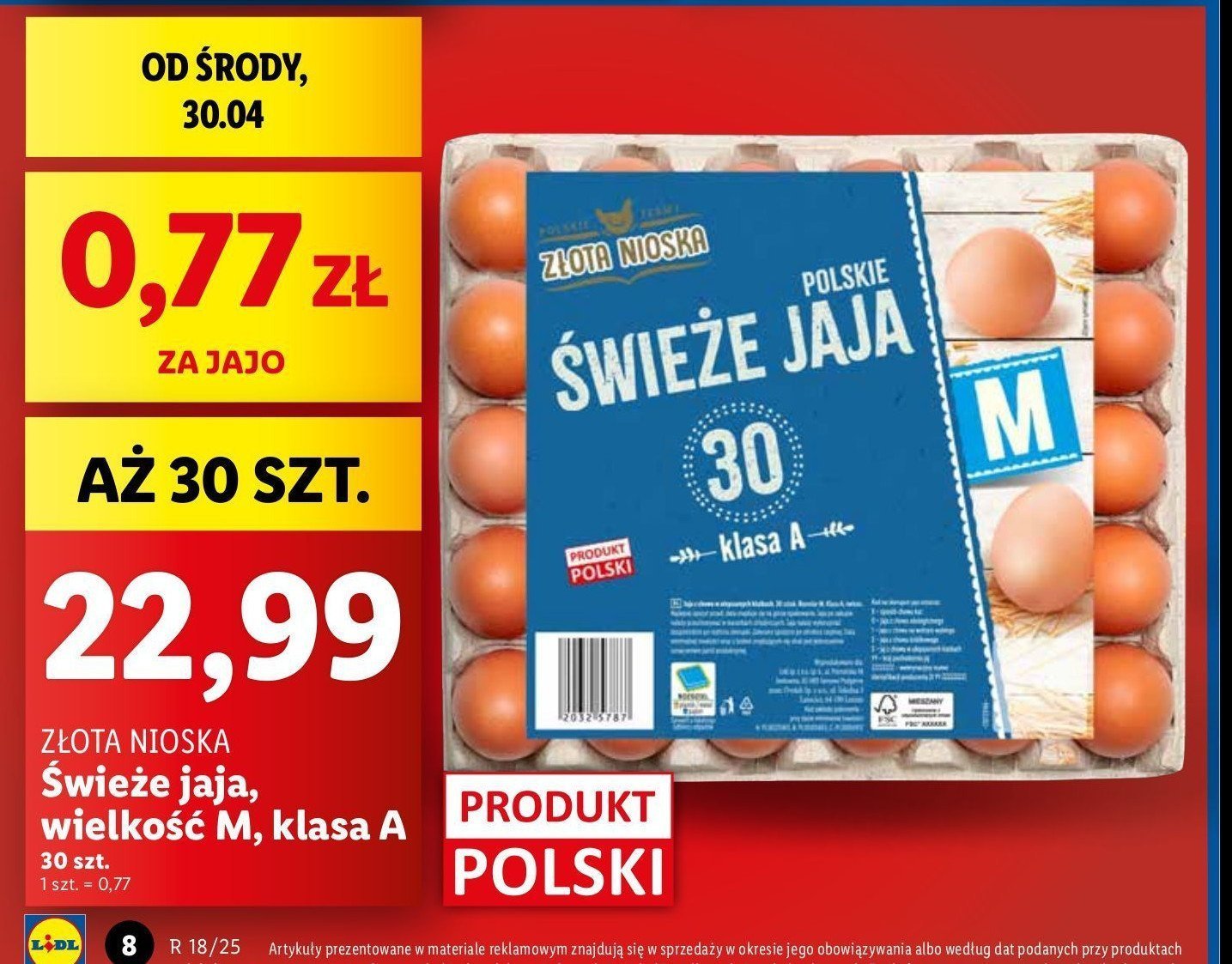 Jaja świeże kl. m Złota nioska promocja