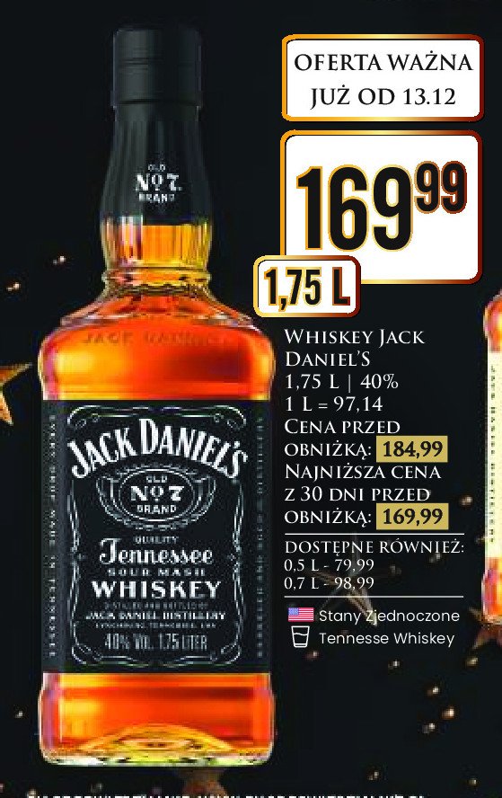 Whiskey Jack daniel's old no. 7 promocja w Dino