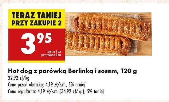 Hot dog z parówką berlinką i sosem promocja