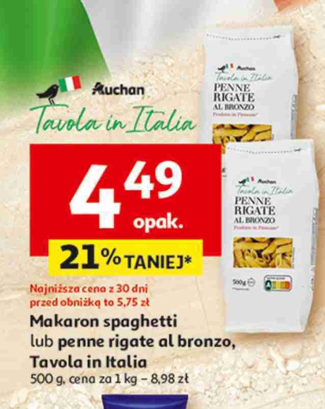 Makaron spaghetti Auchan tavola in italia promocja