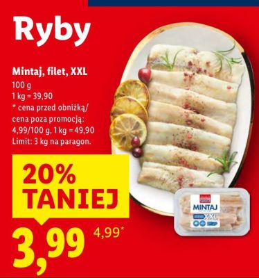 Mintaj filet XXL 100g promocja w Lidl