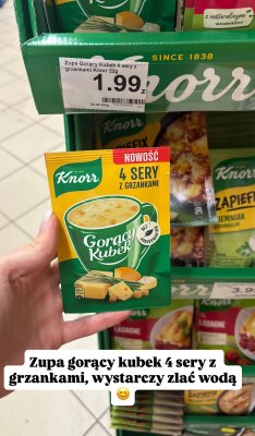 Zupa Gorący Kubek 4 sery z grzankami Knorr promocja w Dino