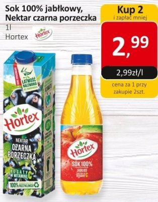 Sok 100% jabłkowy, Nektar czarna porzeczka Hortex promocja w Market Point
