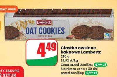 Ciastka owsiane kakaowe Lambertz promocja w Dino