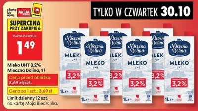 Mleko UHT 3,2% 1 l promocja w Biedronka
