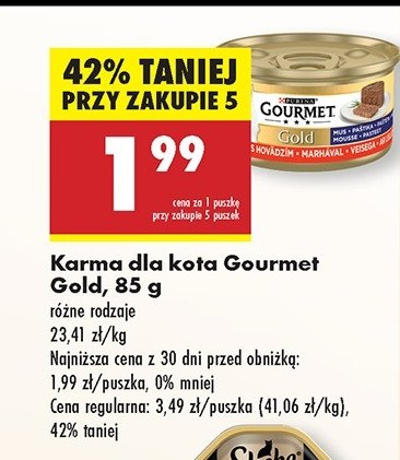 Karma dla kota mus z wołowiną Purina gourmet gold promocja