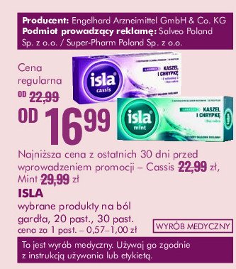 Pastylki do ssania mi臋towe Isla promocja