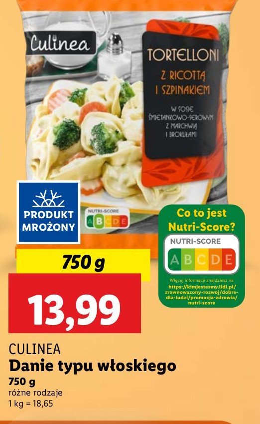 Makaron tortellini z ricotta Culinea promocja w Lidl