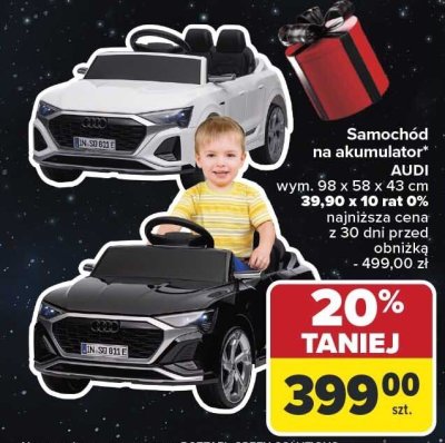 Samochód na akumulator AUDI wym. 98 x 58 x 43 cm promocja w Carrefour