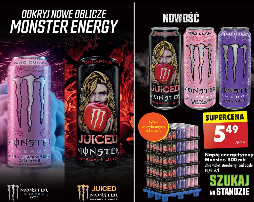 Napój energetyczny Monster energy ultra violet promocja w Biedronka