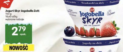 Jogurt Skyr Jogobella Zott wybrane rodzaje promocja w Delikatesy Centrum