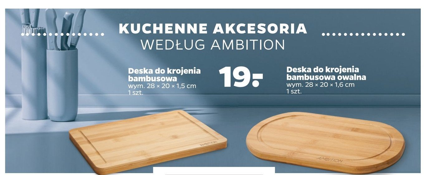 Deska bambusowa owalna 28 x 20 x 1.6 cm Ambition promocja