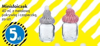 Ministoiczek 40 ml, z metalową pokrywką i czapeczką promocja w Tedi