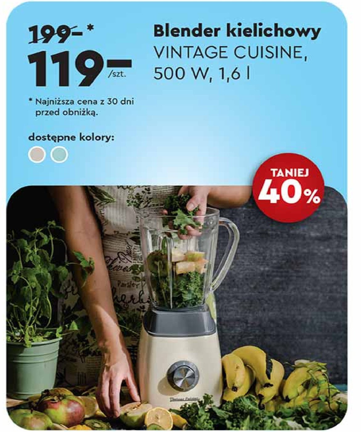 Blender 500 w Vintage cuisine by cooking promocja w Biedronka
