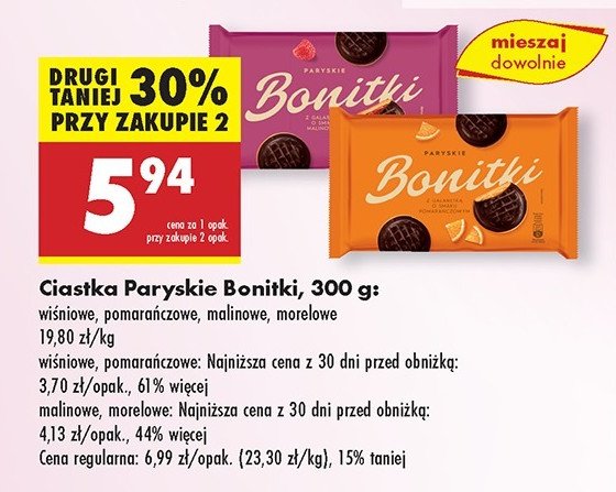 Ciastka paryskie wiśniowe Bonitki promocja w Biedronka