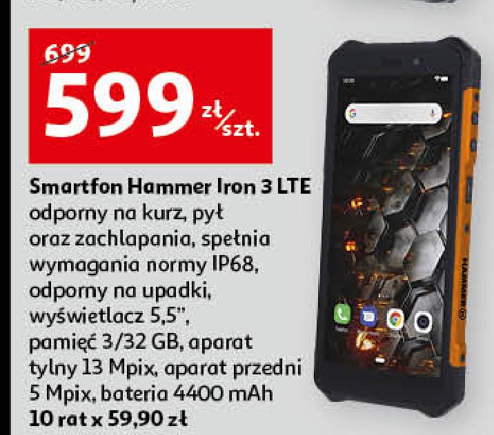 Smartfon iron 3 pomarańczowy Hammer (telefony) promocja