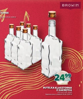 Butelka klasztorna z zakrętką biała 500 ml promocja w Stokrotka