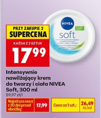 Intensywnie nawilżający krem do twarzy i ciała NIVEA Soft, 300 ml promocja w Biedronka