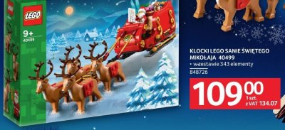 Klocki LEGO Sanie Świętego Mikołaja 40499 w zestawie 343 elementy 848726 promocja w Selgros