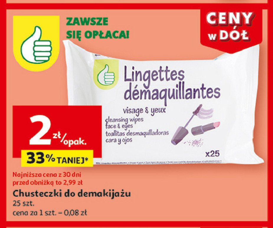 Chusteczki do demakijażu Podniesiony kciuk promocja w Auchan