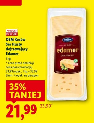 Ser OSM Kosów Ser tłusty dojrzewający Edamer promocja w Lidl
