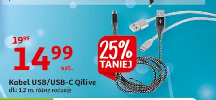 Kabek usb/usb-c 1.2 m Qilive promocja