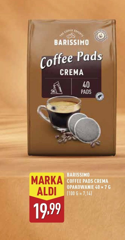 Kawa crema & aroma Barissimo caffee pads promocja