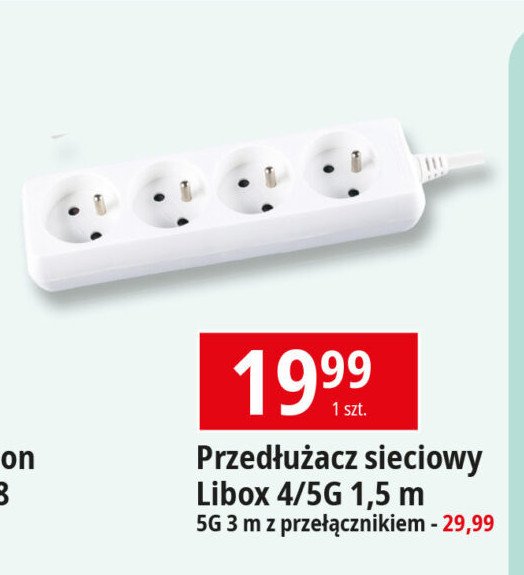 Rzedłużacz 5 gniazd 1.5 m Libox promocja