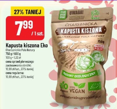 Kapusta kiszona Eko Charsznickie Pola Natury 750 g / 400 g promocja w POLOmarket