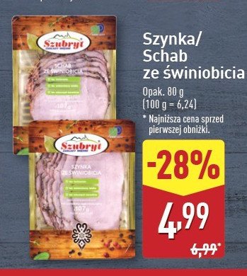 Szynka ze świniobicia Szubryt promocja w Aldi