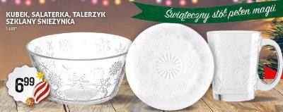 Kubek, SALATERKA, TALERZYK SZKLANY ŚNIEŻYNKA promocja w Arhelan