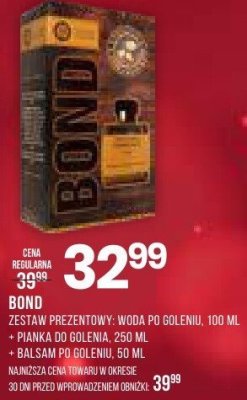 Zestaw prezentowy Bond woda po goleniu, 100 ml + pianka do golenia, 250 ml + balsam po goleniu, 50 ml promocja w Drogerie Natura