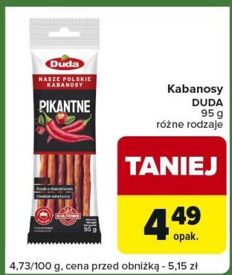 Kabanosy DUDA 95 g różne rodzaje promocja w Carrefour Express