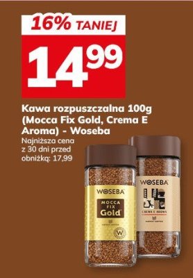 Kawa rozpuszczalna Woseba Mocca Fix Gold 100g promocja w Hitpol