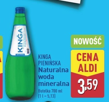 Woda niegazowana Kinga pienińska linia zielona promocja w Aldi