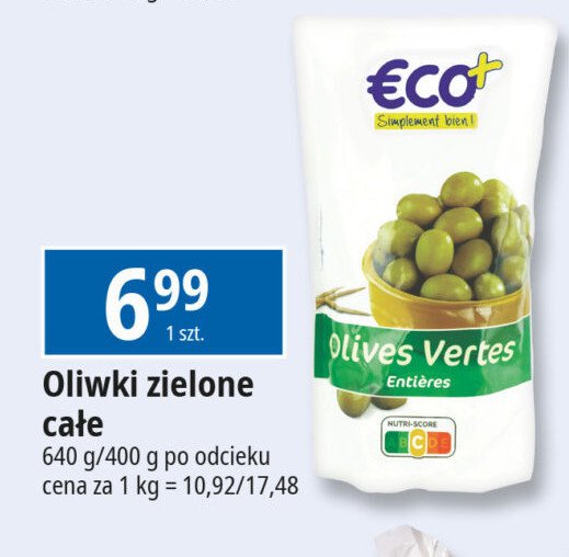 Oliwki zielone bez pestek Eco+ promocja w Leclerc