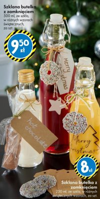 Szklana butelka z zamknięciem 250 ml, ze szkła, w różnych świątecznych wzorach promocja w Tedi